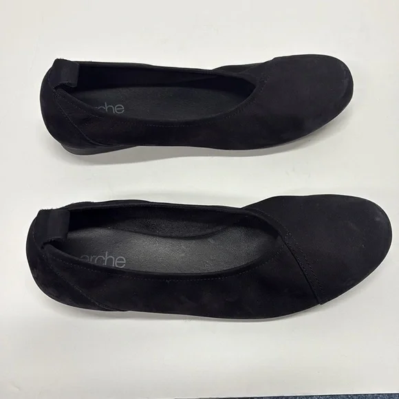 ARCHE Laius Ballet Flats in Noir Nubuck Suede Black Minimalist Travel Women's 39 - Picture 6 of 6